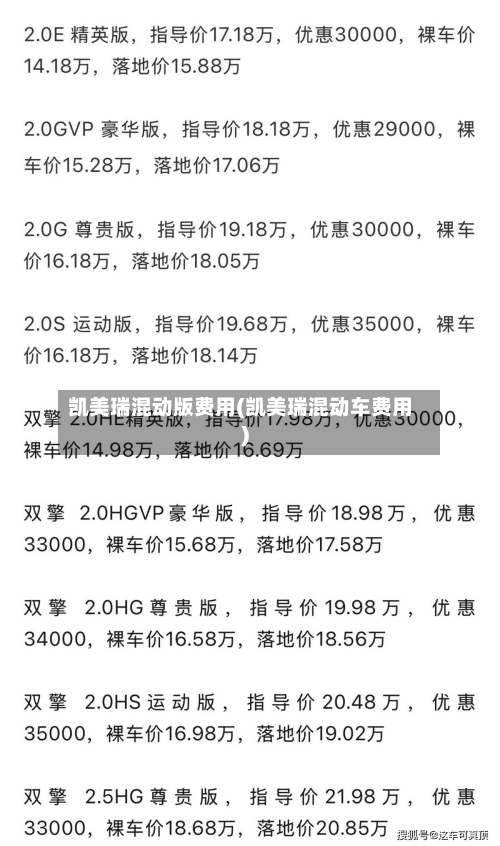凯美瑞混动版费用(凯美瑞混动车费用)-第1张图片